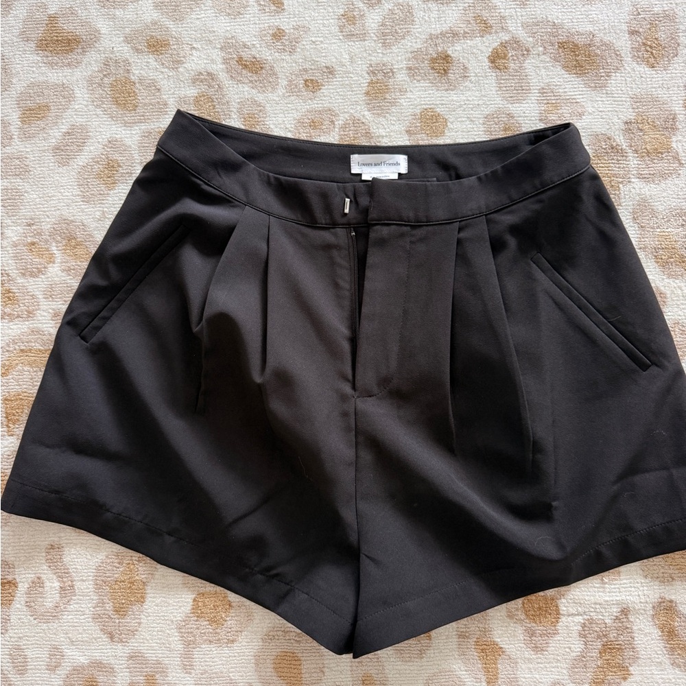 Lovers + Friends Black High-Waist Pleated Shorts